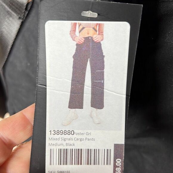 Dolls Kill Poster Girl Mixed Signals Cargo Pants Black High Waisted Nwt Size Med - Picture 3 of 5